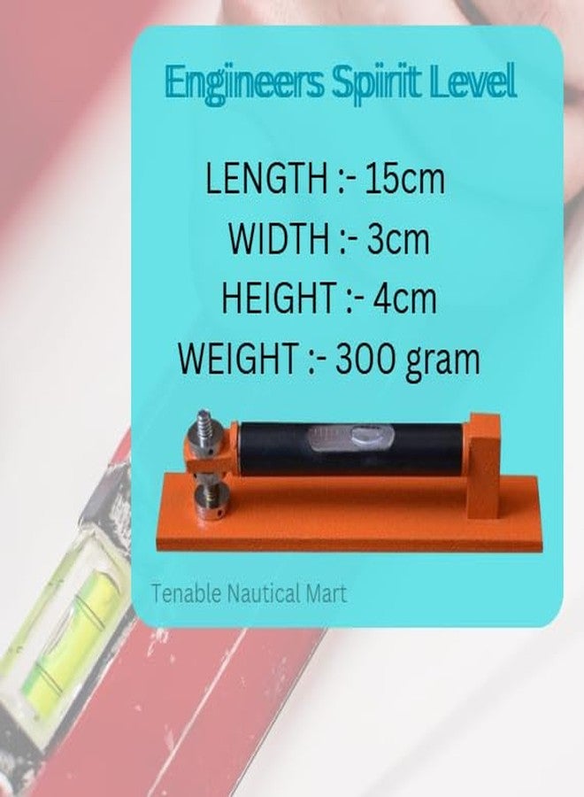 Engineers Spirit Level Brass Bubble Level/Plane Table Spirit Level with Powder Coated Painted Superior Finish Orange/Measurement Tool - Image 3
