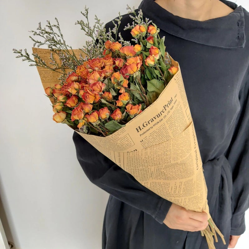 Colorful Dried Flowers Bouquet - Strawflower Gypsophila Roses - Natural Dried Plants for Home Decor