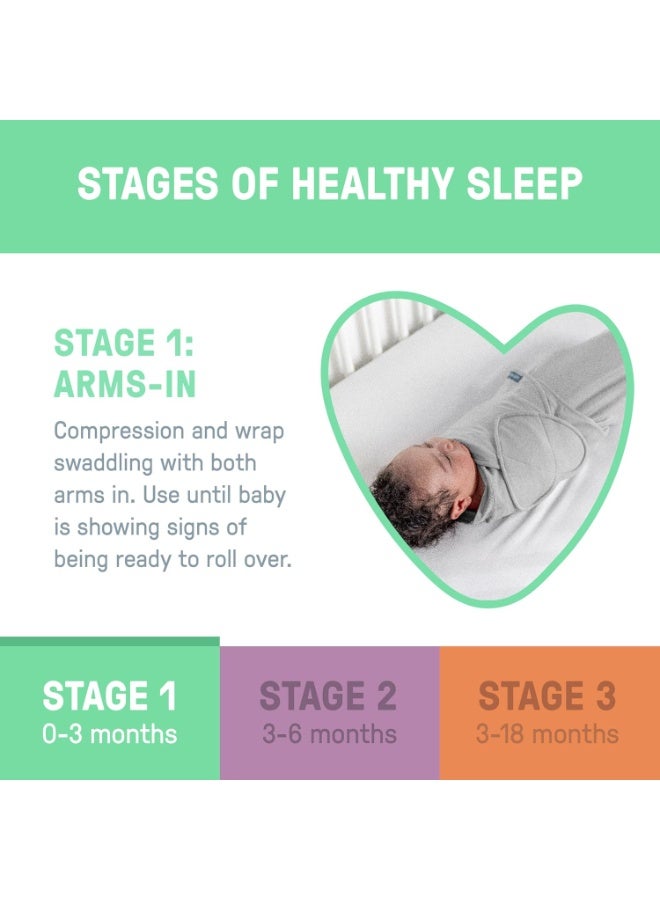 سوادل مي قماط SwaddleMe الأصلي القابل للتعديل، من عمر 0 ​​إلى 3 أشهر، وزن 7 إلى 14 رطلاً، 1 إلى 0 TOG، مصنوع من القطن بنسبة 100% لنوم أكثر عمقًا - Image 5