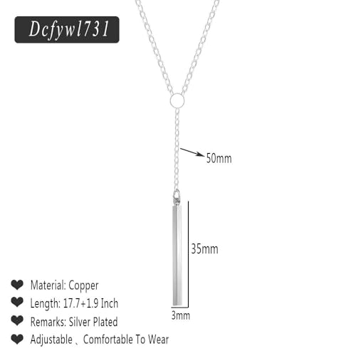 Dcfywl731 Minimal Dainty Gold Plated Dangle Earrings Layered Bar Pendant Neckalce Gold Long Y-Necklace Gold Earrings and Necklaces Set Delicate Lariat Chain Jewelry for Women - Image 4