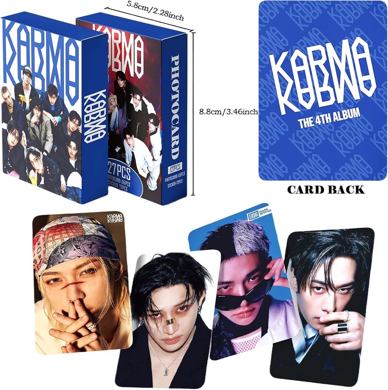 PYAJUU Stray Kids Karma Album Photocards 127PCS Karma Photo Card Set Stray Kids The 4th Album Merch Boys and Girls Card Set 55 PCS Photocard and 72 PCS Stickers Gift for Stay - Image 4