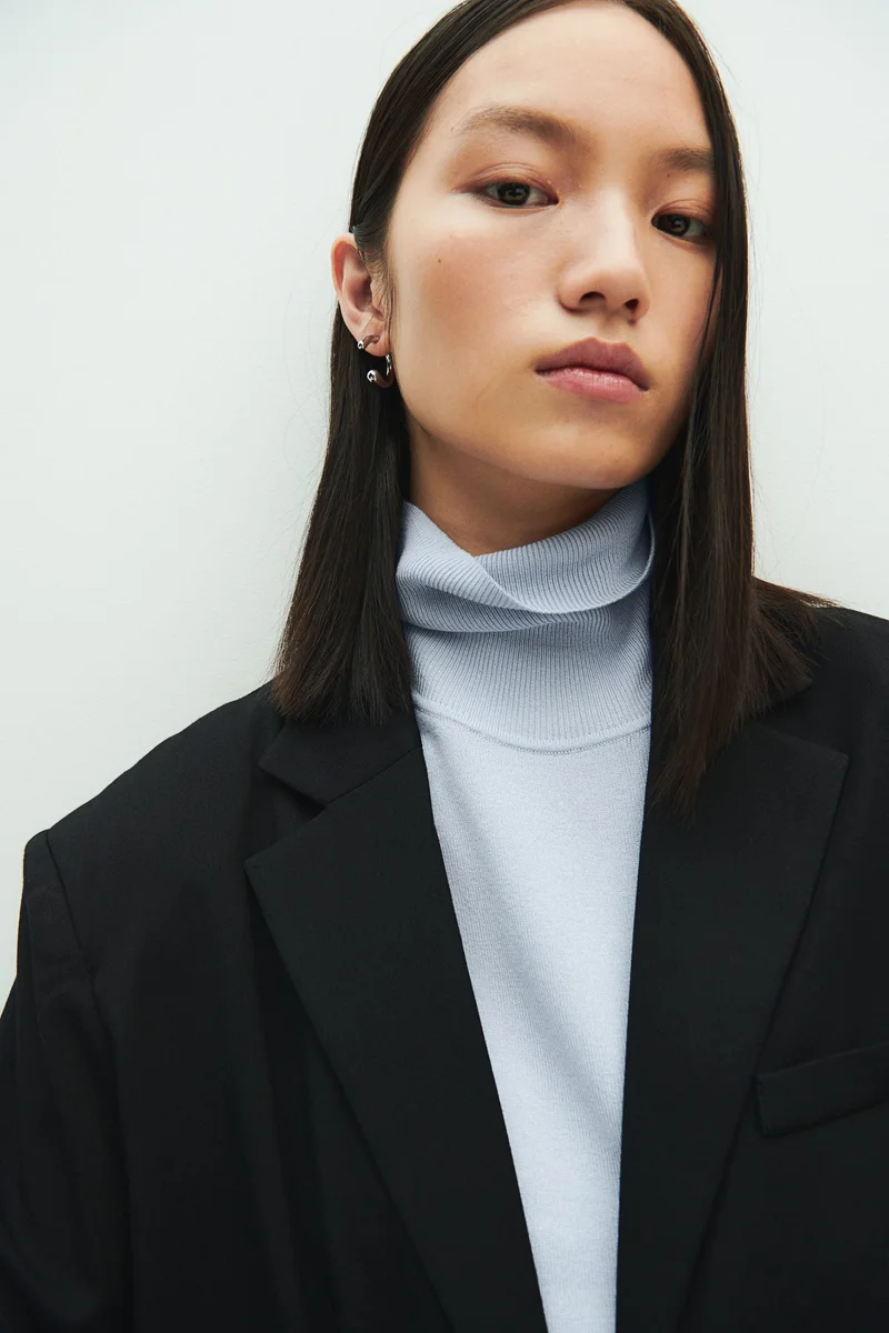 H&M Fine-knit polo-neck top