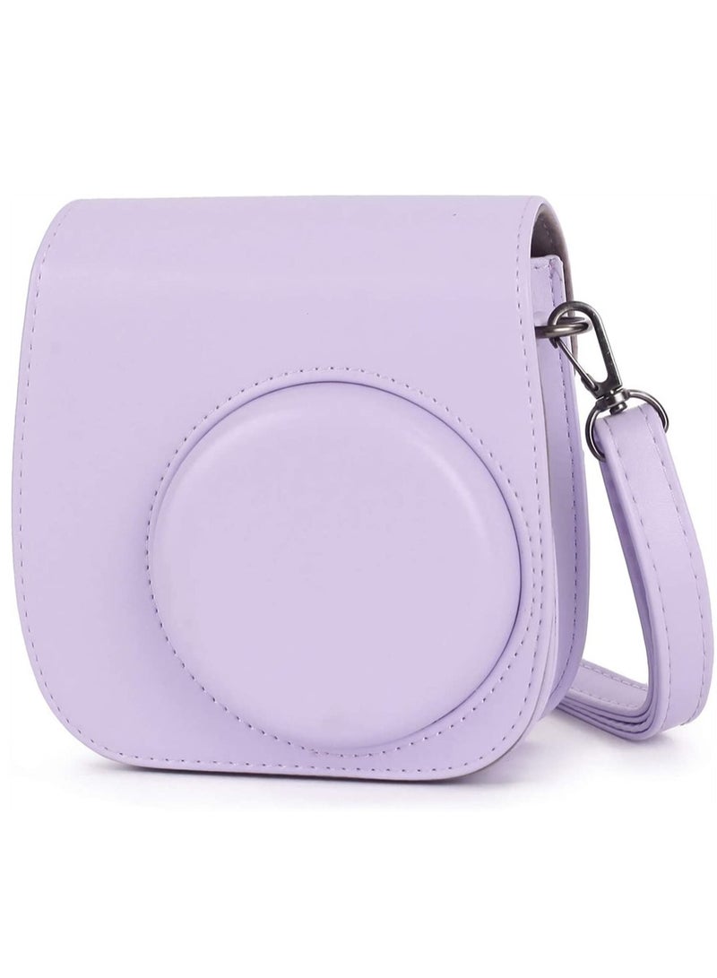 SYOSI Protective and Portable Case Compatible with Fujifilm for Instax Mini 11 Instant Camera, PU Leather Bag with Pocket and Adjustable Shoulder Strap (Lilac Purple), lilac purple, Pack Strap - Image 1