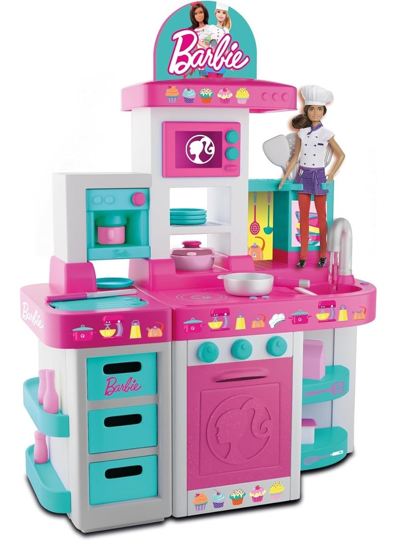 Barbie Large Kitchen Playset with Light, Sound & Water Function | 40-Piece Cooking Accessories | Pretend Play Kitchen for Kids - Image 5