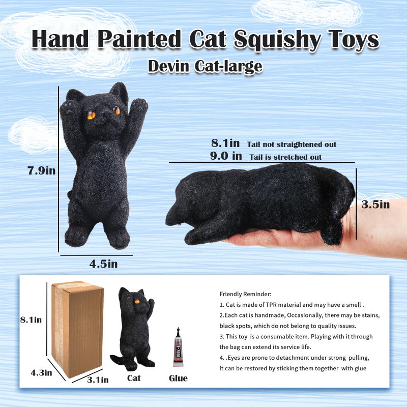 QOUXZ Big Hand Painted Cat Squishy Toysï¼ŒLarge Cute Ultra Soft Kitty Squeeze Fidget Toys for Stress Relief ,Kawaii Squishies Sticky Animal Toys for Adults Kids,Decompression Sensory Balls Toys for Autism - Image 2