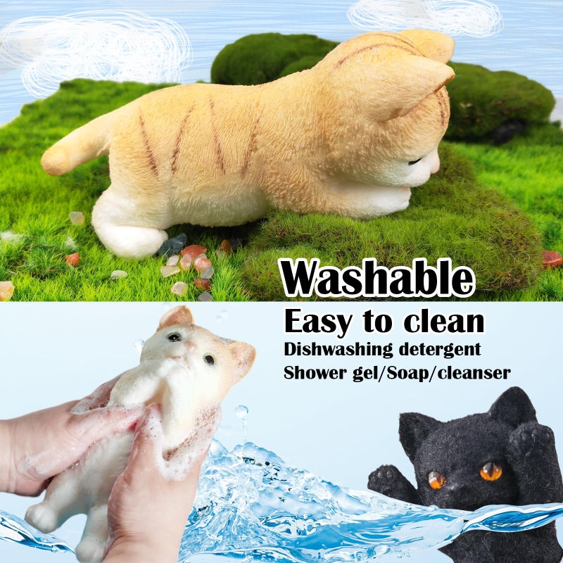 QOUXZ Big Hand Painted Cat Squishy Toysï¼ŒLarge Cute Ultra Soft Kitty Squeeze Fidget Toys for Stress Relief ,Kawaii Squishies Sticky Animal Toys for Adults Kids,Decompression Sensory Balls Toys for Autism - Image 3