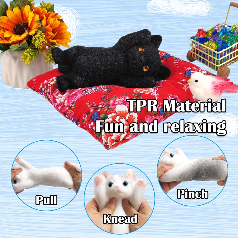 QOUXZ Big Hand Painted Cat Squishy Toysï¼ŒLarge Cute Ultra Soft Kitty Squeeze Fidget Toys for Stress Relief ,Kawaii Squishies Sticky Animal Toys for Adults Kids,Decompression Sensory Balls Toys for Autism - Image 4