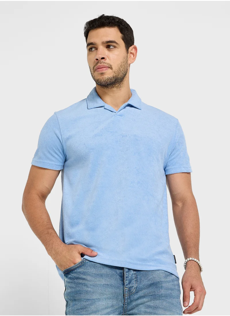 BRAVE SOUL Polo Shirt With Revere Collar