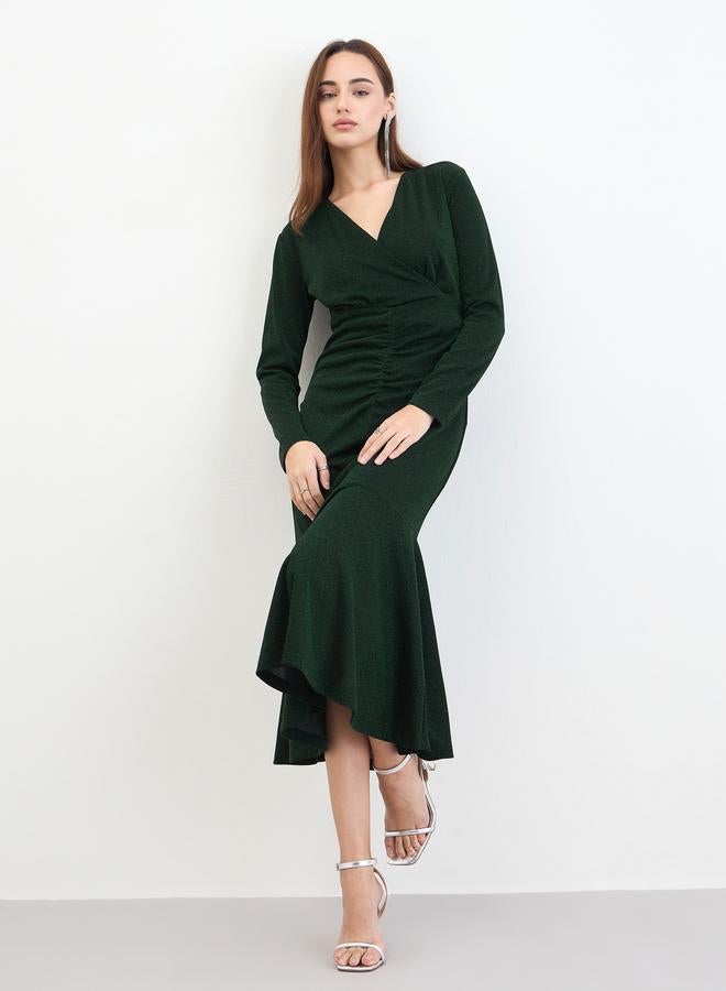 ستايلي فستان ميدي بحافة بتصميم ذيل السمكة - Image 1