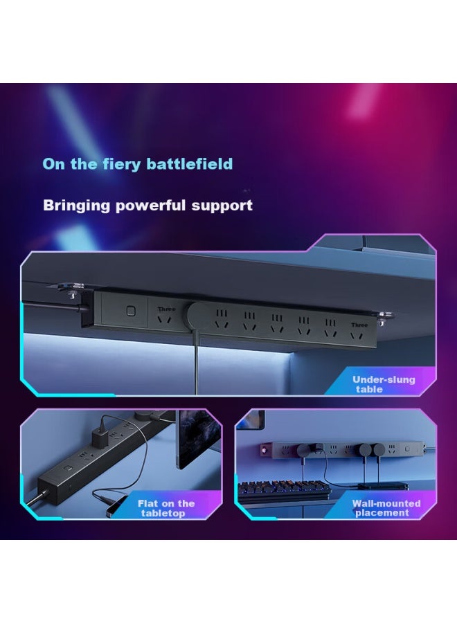 Bull Pdu Desktop Overload Super Power Protection Under Desk E-sports Cabinet Socket/power Strip/plug Strip/plug 8-way Master Switch 5m Specification Gne-p108e Black - Image 2