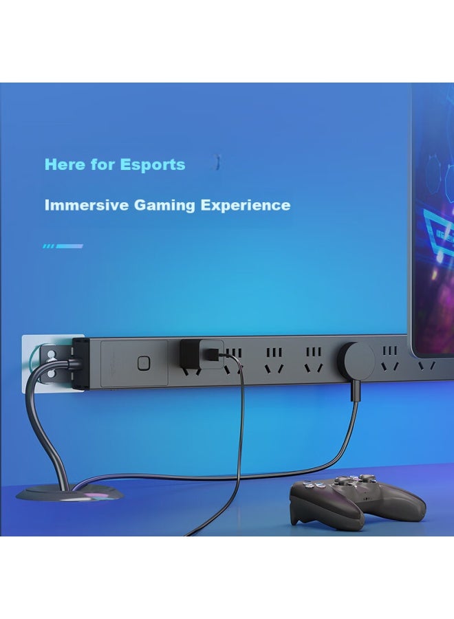 Bull Pdu Desktop Overload Super Power Protection Under Desk E-sports Cabinet Socket/power Strip/plug Strip/plug 8-way Master Switch 5m Specification Gne-p108e Black - Image 1