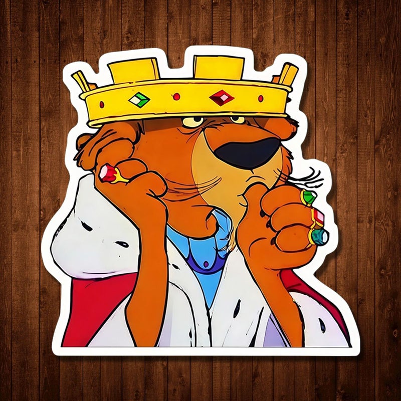 3 Inch Multicolor Retro Lion Vinyl Sticker With Crown And Rings For Laptop Water Bottle Phone Notebook Decor - Image 1