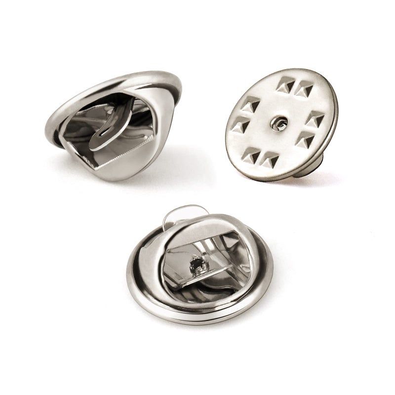 Lapel Pin Backs 50PCS Pin Backs for Brooch Tie Hat Badge Insignia Brass Pin Backings Nickel Color