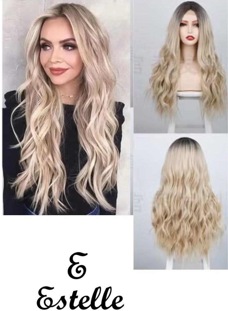 إستيل شعر مستعار أمامي دانتيل صغير للنساء. (أشقر متدرج مموج طويل الجسم 4/60) - Image 1