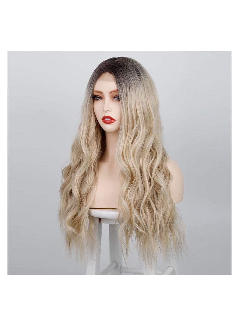 إستيل شعر مستعار أمامي دانتيل صغير للنساء. (أشقر متدرج مموج طويل الجسم 4/60) - Image 2