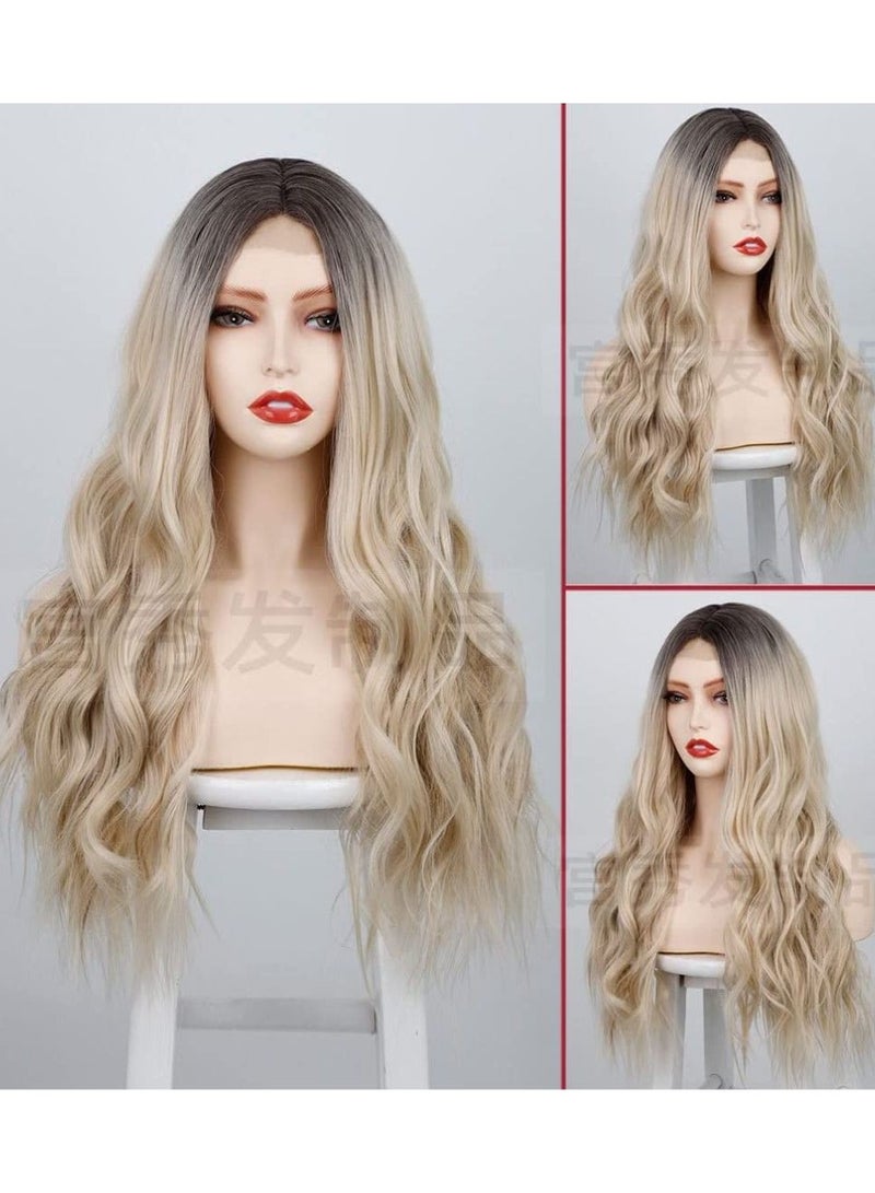 إستيل شعر مستعار أمامي دانتيل صغير للنساء. (أشقر متدرج مموج طويل الجسم 4/60) - Image 4