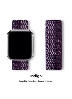 Suitable For Iwatch1-s9 Strap Light Mint/Ocean Blue Nylon Loop Velcro Wristband For Apple Watch Strap-Color:25# Indigo-Specifications:38/40/41mm