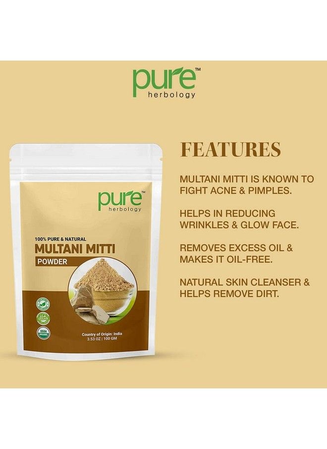 Pure Herbology Pure & Natural Herbal Multani Mitti Face Pack Powder For Glowing Dry Skin (200Gm)  - Image 3