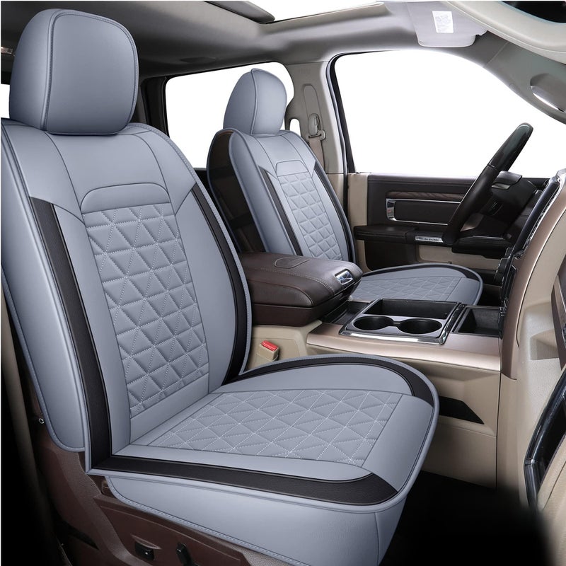 Coverado Seat Covers for Dodge Ram Full Set Waterproof Truck Car Seat Cover Protectors Custom Fit for 20022025 Dodge RAM 1500 2500 3500 with Curved BenchGray