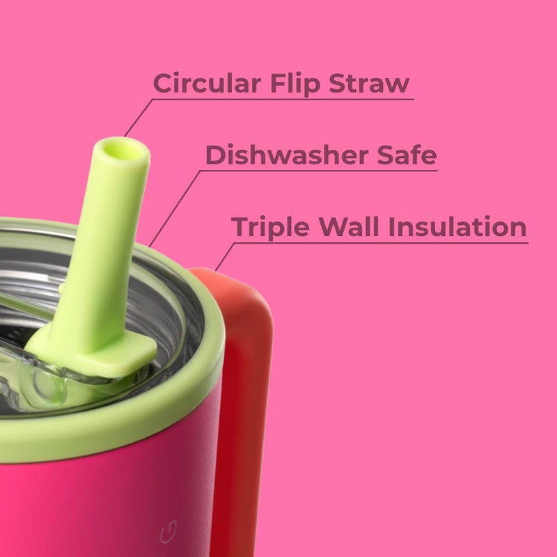 HydroJug هيدروجوج ترافيلر - زجاجة ماء سعة 40 أونصة مع مقبض وقشة قابلة للطي - تناسب حوامل الأكواب، كوب مقاوم للتسرب - مصنوع من الفولاذ المقاوم للصدأ وقاعدة مطاطية قابلة لإعادة الاستخدام - هدايا للنساء والرجال، أوركيد - Image 3