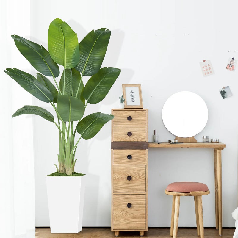 Keeplush Lifelike Bird of Paradise Artificial Plant 6ft Faux Banana Leaf Tree with White Tall Planter for Home Decor - Perfect Indoor Silk Floor Plant for Living Room, Office, and Bedroom Ambiance Enhancement - Image 2
