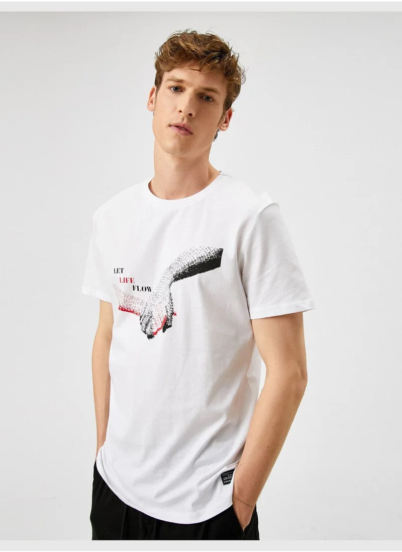 KOTON Letter Printed T-Shirt Crew Neck Cotton