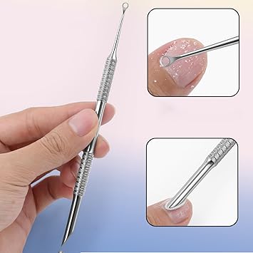 Generic 2in1 Manicure Cuticle Pusher Tool Stainless Steel Loop Beveled Head Lifts Removes Cuticles  - Image 4