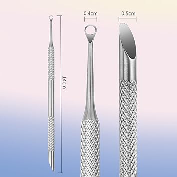 Generic 2in1 Manicure Cuticle Pusher Tool Stainless Steel Loop Beveled Head Lifts Removes Cuticles  - Image 2