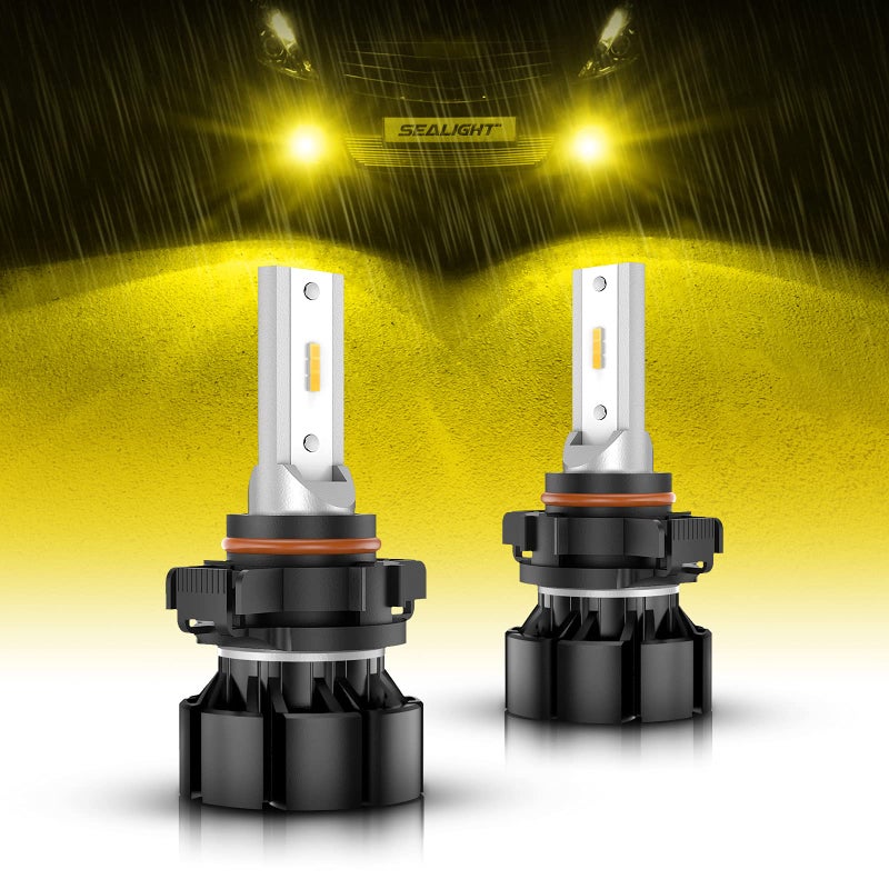 SEALIGHT مصابيح ضباب LED SEALIGHT 2504 PSX24W، 3000K أصفر 600% سطوع 11W طاقة عالية استبدال مصابيح ضباب 2504 PSX24W DRL للسيارات والشاحنات (عبوة من 2) - Image 1
