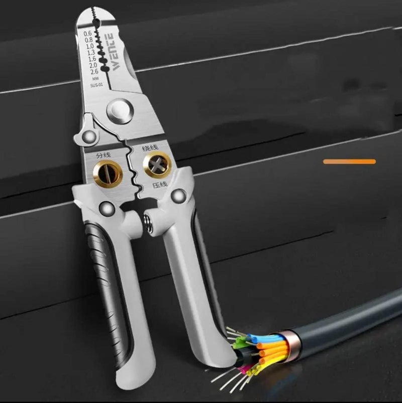 FI FIDROXIMPERIA FI FIDROXIMPERIA 6 in 1 Multifunctional Wire Stripper Tool For Electrician Cable Stripping Pliers Stainless Steel Mini pocket Repair Tool For Cutting and Crimping Wire Looping with Security Locks  - Image 3