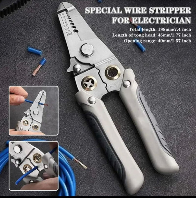 FI FIDROXIMPERIA FI FIDROXIMPERIA 6 in 1 Multifunctional Wire Stripper Tool For Electrician Cable Stripping Pliers Stainless Steel Mini pocket Repair Tool For Cutting and Crimping Wire Looping with Security Locks  - Image 5