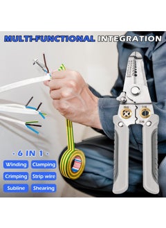 FI FIDROXIMPERIA FI FIDROXIMPERIA 6 in 1 Multifunctional Wire Stripper Tool For Electrician Cable Stripping Pliers Stainless Steel Mini pocket Repair Tool For Cutting and Crimping Wire Looping with Security Locks  - Image 4