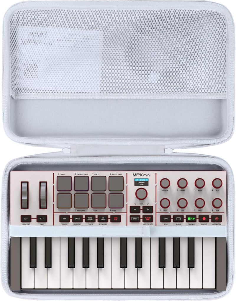 Lebakort Hard Case Compatible with Akai Professional MPK Mini IV USB-C MIDI Keyboard Controller, Grey, Case - Image 1