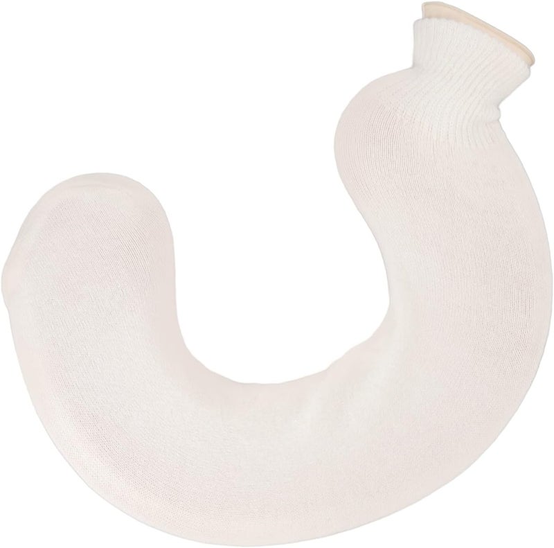 TOPINCN TOPINCN 1L Rubber Hot and Cold Water Bottle U Shaped Hot Water Bag with Soft Cover Soft Water Neck Shoulder Hot Water Bottle (Beige Pure Color) 