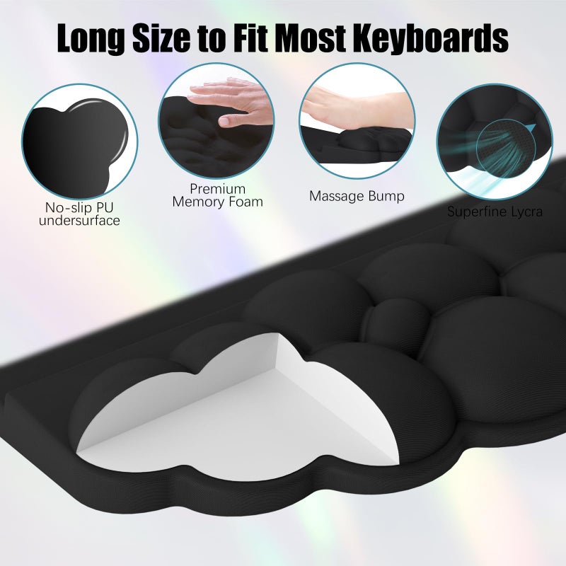 Lomil Ergonomic Wrist Rest for Keyboard and Mouse, Soft Memory Foam Cloud Keyboard Stand Pad with Wrist Rest Set with Non-Slip Silicone Base, Easy Typing, Pain Relief, Comfort for Office, Work, Gaming Black - Image 5