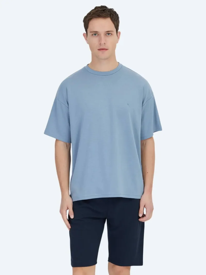 Kip Blue Plain Crew Neck T-Shirt