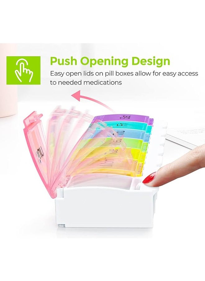 Ocean - 1 PCS Weekly Pill Organizer Arthritis Friendly Travel 7 Day Pill Box Vitamin Case With Spring Open Design And Storage Case Large Compartment - Image 1