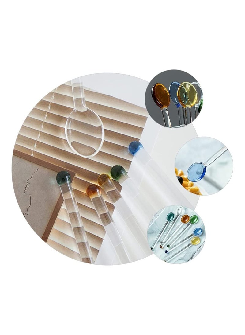 ملعقة صغيرة زجاجية، ملعقة قهوة واضحة كريستالية للحلويات، ملعقة منزلية للملح والسكر، زجاجة شاي بنكهات، ألوان متنوعة (6 قطع) - Image 3