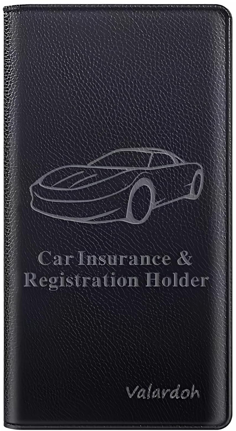 Valardoh Premium Car Registration and Insurance Card Holder, Car Document Holder for Cards, Driver License & other Essential Documents (Black) - Image 1
