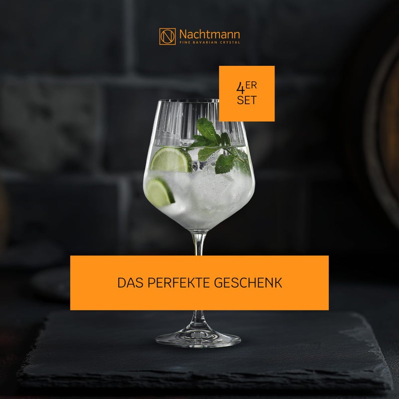 Nachtmann Celebration Gin & Tonic Glasses â€“ Set of 4 Lead-Free 22.5 oz Large Crystal Goblets with Vertical Contour Detailing, Refined Stemware for Cocktails, Entertaining, Parties, Home Bars - Image 4