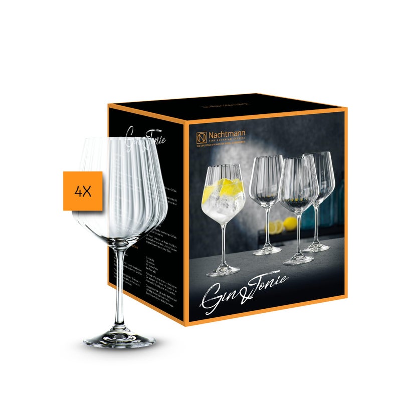 Nachtmann Celebration Gin & Tonic Glasses â€“ Set of 4 Lead-Free 22.5 oz Large Crystal Goblets with Vertical Contour Detailing, Refined Stemware for Cocktails, Entertaining, Parties, Home Bars - Image 1