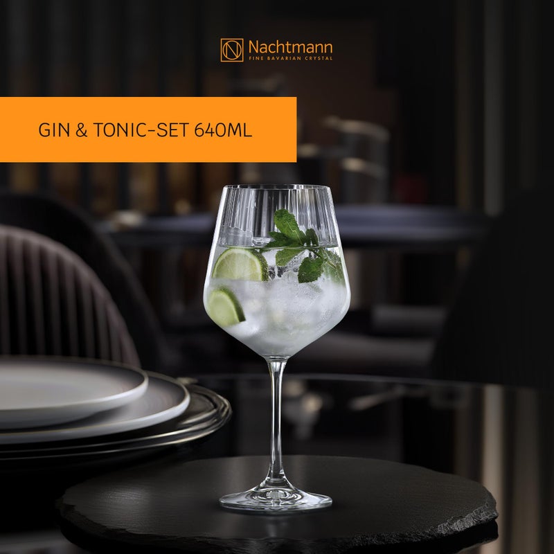 Nachtmann Celebration Gin & Tonic Glasses â€“ Set of 4 Lead-Free 22.5 oz Large Crystal Goblets with Vertical Contour Detailing, Refined Stemware for Cocktails, Entertaining, Parties, Home Bars - Image 2