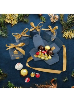 Excefore Candy Favor Boxes 50Pcs Birthday Wedding Party Favor Chocolate Candy and Gift Boxes with Ribbon for Wedding Bridal Baby Shower Birthday Party European Creative Wedding Ribbon Bow Square Candy Box  - Image 2