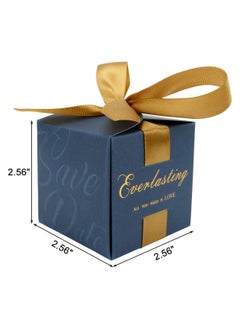 Excefore Candy Favor Boxes 50Pcs Birthday Wedding Party Favor Chocolate Candy and Gift Boxes with Ribbon for Wedding Bridal Baby Shower Birthday Party European Creative Wedding Ribbon Bow Square Candy Box  - Image 5