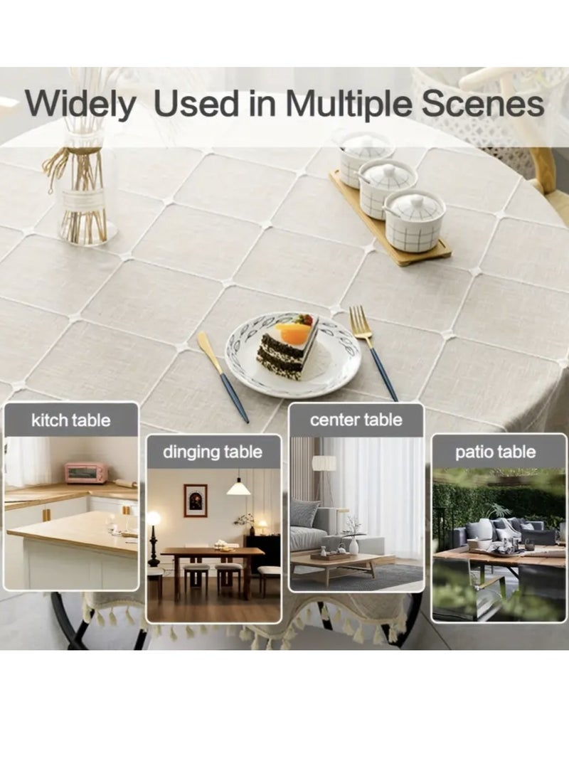 تمر (فاكهة) مفرش طاولة مستدير قابل للغسل من القطن والكتان مفارش مائدة شرابة قماش غطاء طاولة مقاوم للأتربة للمطبخ طاولة الطعام للاستخدام اليومي (140*140) - Image 3