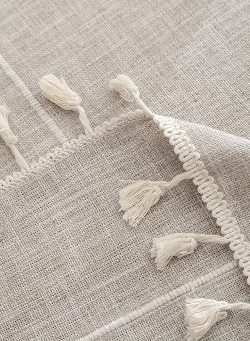 تمر (فاكهة) مفرش طاولة مستدير قابل للغسل من القطن والكتان مفارش مائدة شرابة قماش غطاء طاولة مقاوم للأتربة للمطبخ طاولة الطعام للاستخدام اليومي (140*140) - Image 4