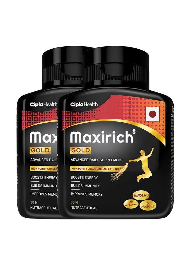 Cipla Maxirich Gold Daily Multivitamin (60 Softgels) with high purity grade Ginseng Extract*, 10 Vitamins and 9 Minerals | Boosts Energy & Immunity | Reduces Fatigue | Helps Improve Mental Alertness - Image 1