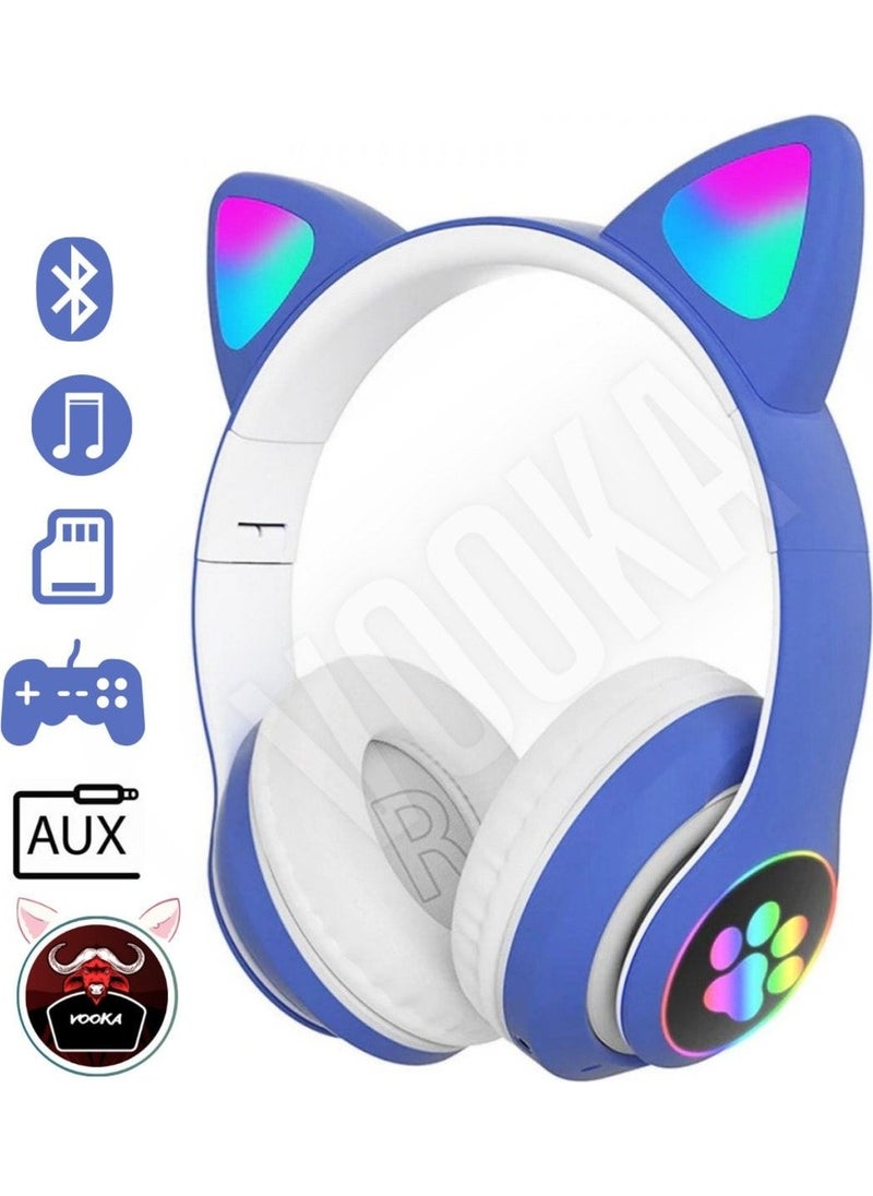 CONCORD Cat Ear Bluetooth 5.0 RGB LED Paw Headset Colorful Stn - 28 Stn-28  - Image 2
