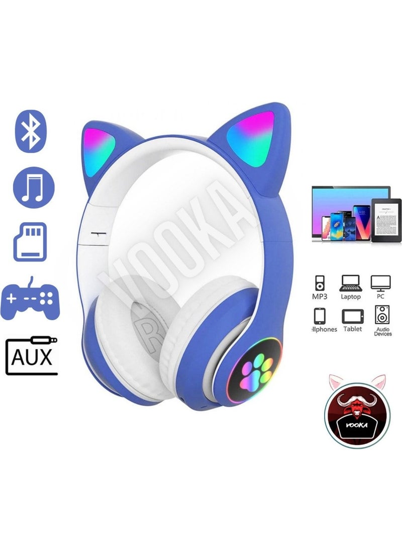 CONCORD Cat Ear Bluetooth 5.0 RGB LED Paw Headset Colorful Stn - 28 Stn-28  - Image 3