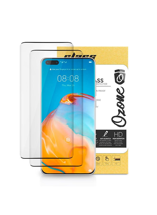 O Ozone HD Tempered Glass Protector for Huawei Mate 40 Pro Screen Protector Shock Proof Anti-Scratch Bubble-Free Protective Glass (Pack of 2) - Black  - Image 1